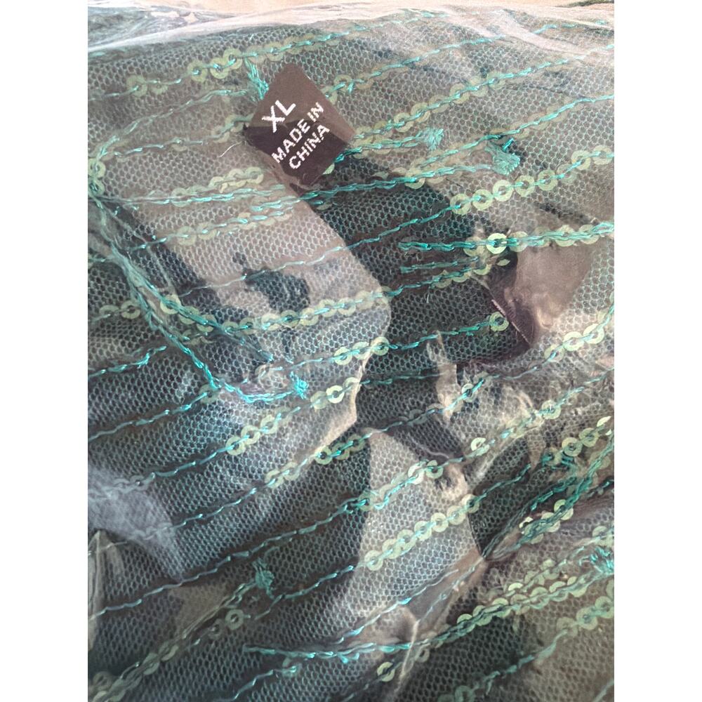 Lulus Greatest Sparkle Green Mesh Sequin Fringe Two-Piece Midi Dress - Picture 6 of 6